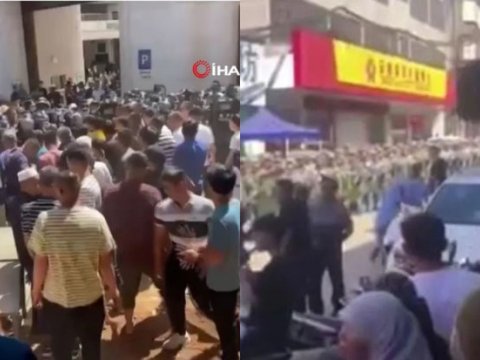 Çində minarəyə görə müsəlmanlar ayağa qalxdılar - VİDEO