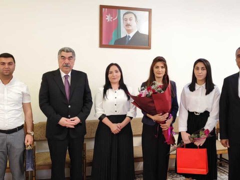 Rüstəm Xəlilov olimpiada qalibi ilə görüşdü - FOTOLAR