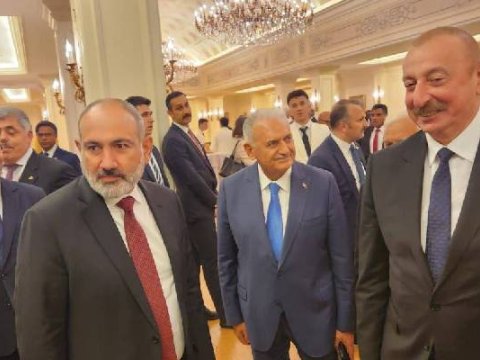 İlham Əliyev Paşinyan, Sinan Oğan və Stoltenberqlə birlikdə - FOTOLAR