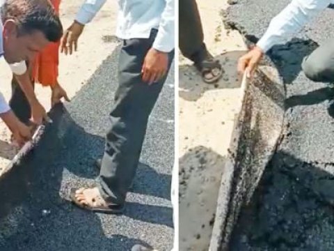 Asfalt adı ilə yola xalça sərdilər - Qəribə olay