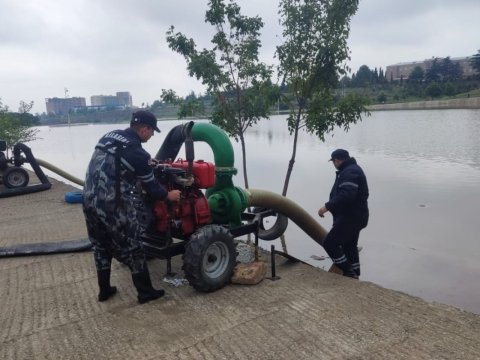 Gəncə və Göygöldə su basan ərazilərdə tədbirlər görülür - VİDEO