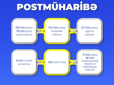 124 min müharibə iştirakçısına 294 min xidmət göstərilib