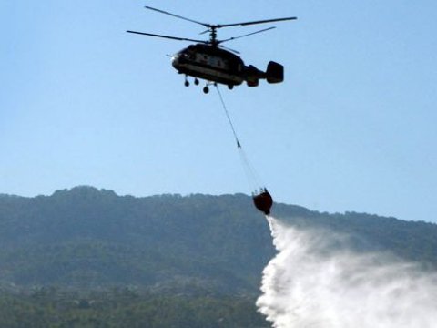 Şabranda güclü yanğın - 2 helikopter cəlb edildi