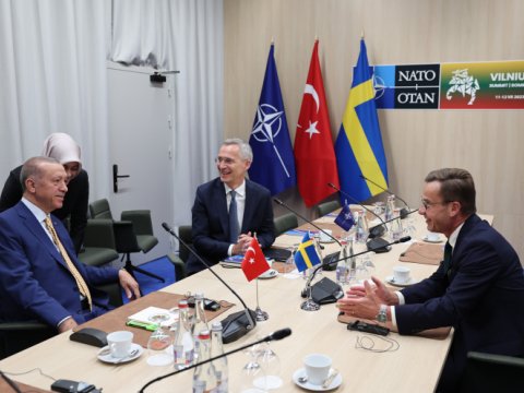 Ərdoğan İsveç baş naziri və Stoltenberqlə görüşdü - FOTO