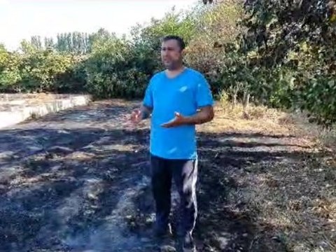 Həyətyanı sahə qəsdən yandırıldı - VİDEO
