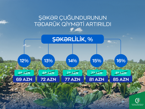 Şəkər çuğundurunun tədarük qiyməti artırılıb