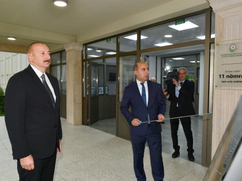 Prezident məktəbin açılışında - FOTOLAR