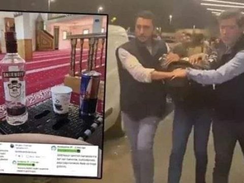 Məsciddə içki içib fotosunu paylaşdı - Polis yaxaladı