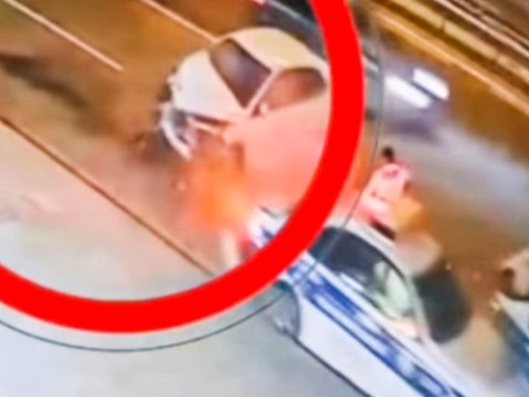 Bakıda dəhşətli qəza: Polis son anda ölümdən döndü - Anbaan görüntülər