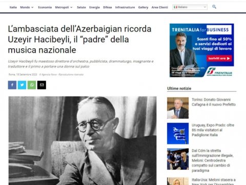 İtaliya mətbuatı Üzeyir Hacıbəylidən YAZDI
