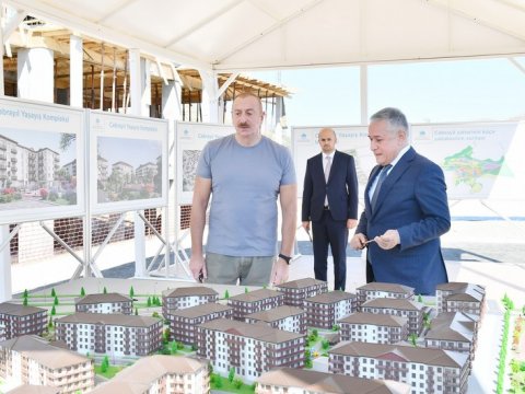Prezident Cəbrayıl Yaşayış Kompleksində tikinti işləri ilə tanış oldu - FOTOLAR