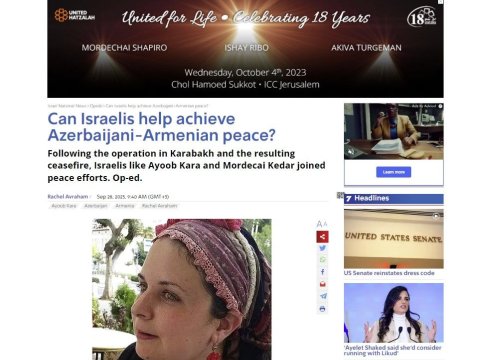 İsrail mediası “Dünya Qafqazda sülh üçün” kampaniyasından yazıb