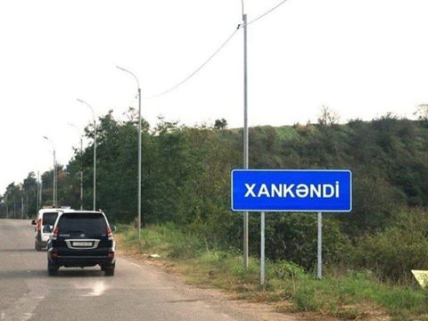 Xankəndidə azərbaycanca yol nişanı - FOTO