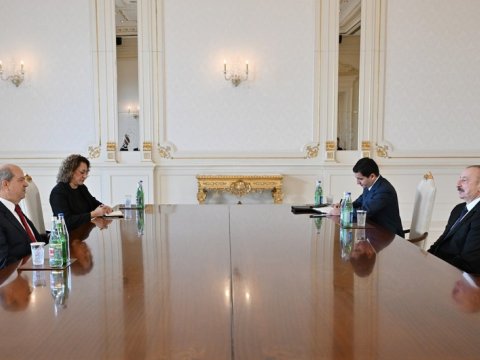 İlham Əliyev Şimali Kiprin Prezidentini qəbul edib - FOTO