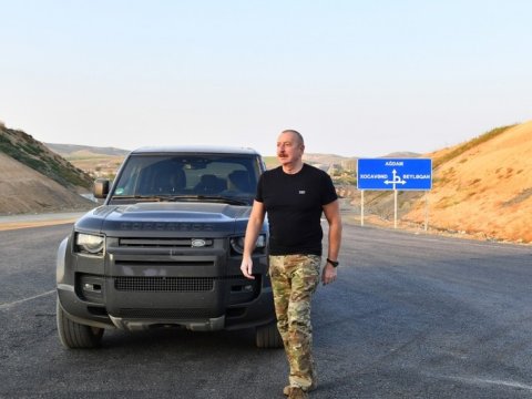 İlham Əliyev Ağdam-Füzuli yolunun tikintisi ilə tanış oldu