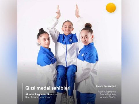 Gimnastlarımız Avropa çempionatında qızıl medal qazanıblar
