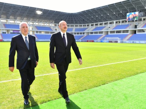 Prezident Sumqayıt şəhər stadionunda - FOTO