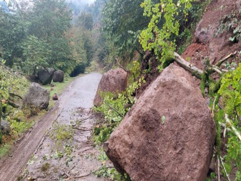 Lənkəran-Lerik avtomobil yolunda sürüşmə aktivləşib - FOTOLAR