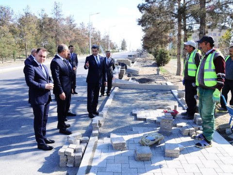 Naftalanda abadlıq-quruculuq işləri - FOTOLAR