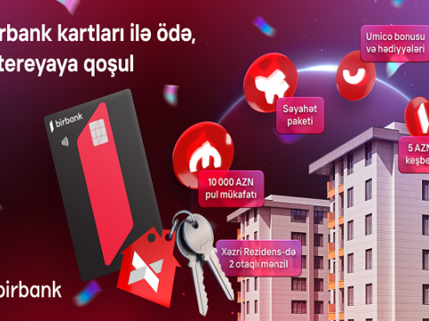 Birbank kartı ilə ödəniş et, 2 otaqlı mənzil qazan