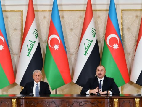 Prezidentlər mətbuata bəyanatla çıxış etdilər - FOTOLAR