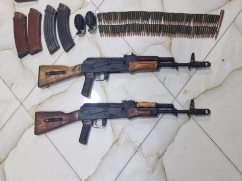 Biləsuvarda qumbara və avtomat aşkarlandı - FOTO