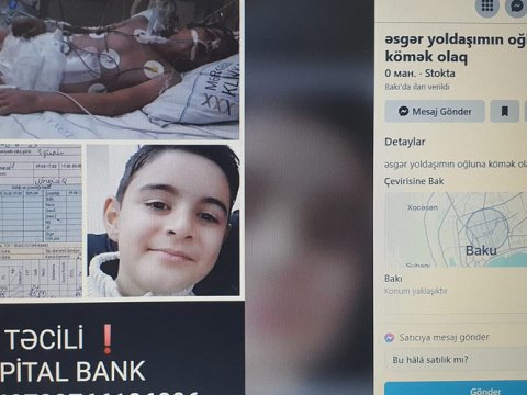 Sosial şəbəkələrdə ölən uşağın fotosu ilə pul yığırlar