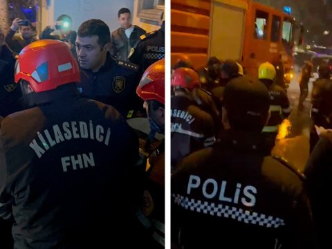 Binəqədidə baş verən yanğında polis YARALANDI