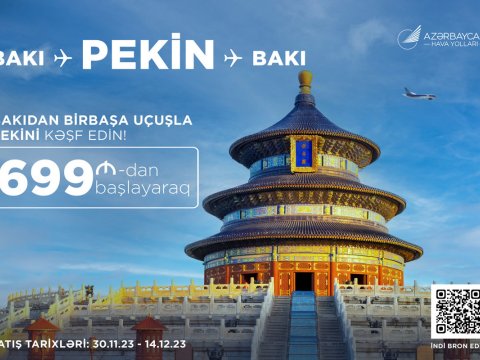 AZAL Pekinə endirimli aviabiletlər TƏKLİF EDİR