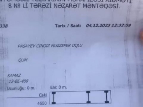Normadan çox yük daşıyan sürücülər CƏRİMƏLƏNDİ