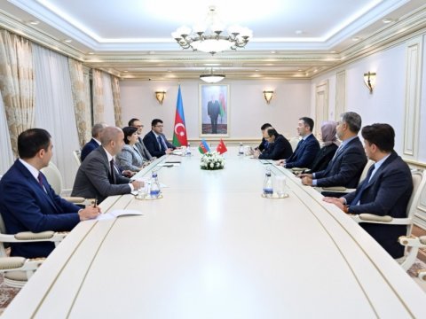 Spiker Ərdoğanın müavininin başçılıq etdiyi nümayəndə heyəti ilə görüşüb