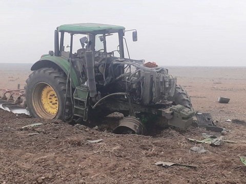 Horadizdə traktor minaya düşdü - Sürücü yaralandı