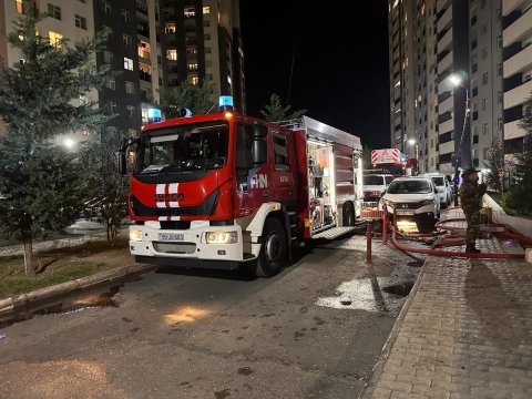 Xətaidəki yanğın belə söndürüldü - VIDEO