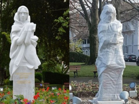 Fransada növbəti vandalizm: Natəvanın heykəlinə qırmızı boya atıldı