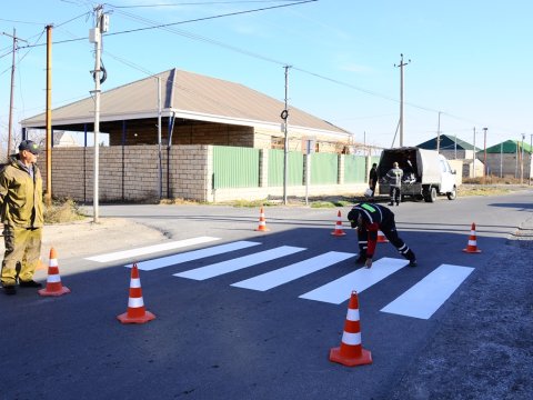 Naftalanda yol nişanları quraşdırılıb - FOTOLAR