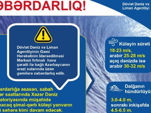 Dəniz və Liman Agentliyi gəmilərə xəbərdarlıq etdi