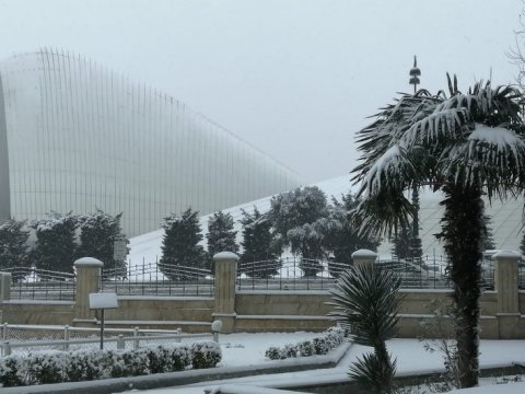 Bakıya 2 santimetr qar yağıb - VİDEO