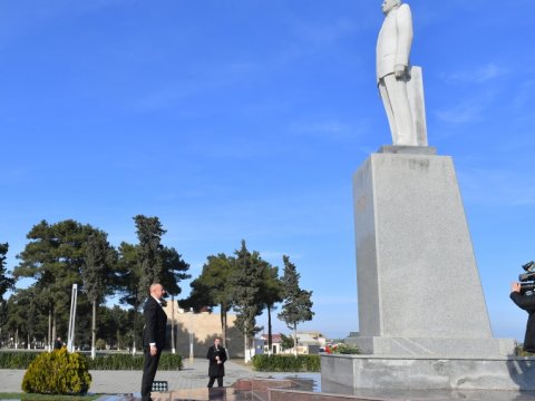 İlham Əliyev Neftçalaya getdi - FOTO
