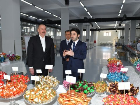 Prezident qənnadı məhsullarının istehsalı müəssisəsinin açılışında - FOTOLAR