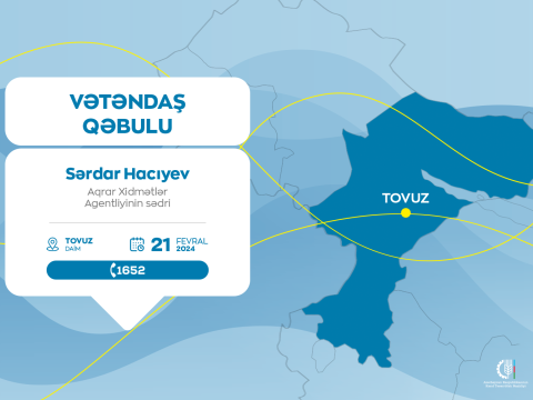 Aqrar Xidmətlər Agentliyinin sədri Tovuzda vətəndaşlarla görüşəcək