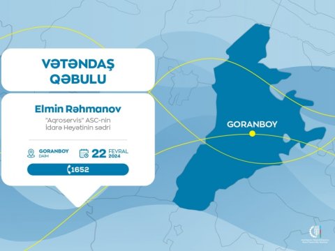 “Aqroservis” in sədri Goranboyda vətəndaşları qəbul edəcək