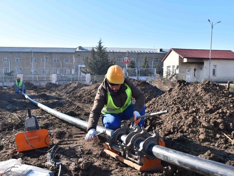 Xocalı şəhərinə içməli su çəkilir - VİDEO