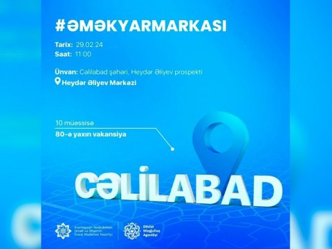 Cəlilabadda əmək yarmarkası KEÇİRİLƏCƏK