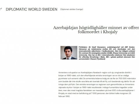 İsveç nəşrində Xocalıdan bəhs edildi