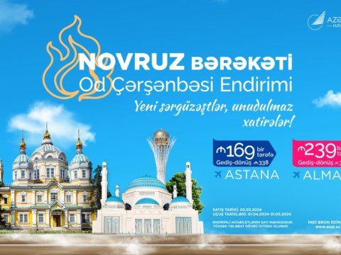 AZAL Almatı və Astanaya aviabiletlərə endirim təklif edir