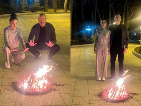 Prezident və xanımı tonqal ətrafında - FOTOLAR