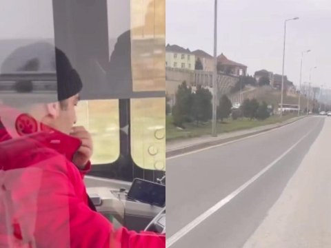 Sükan arxasında videoya baxan 