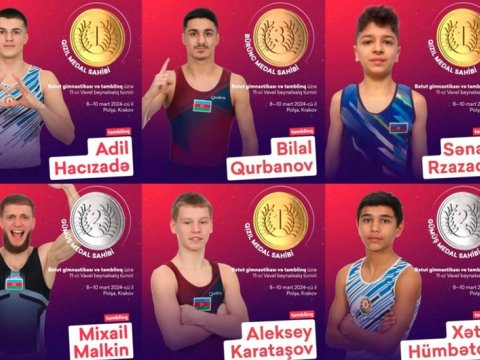 Gimnastlarımız Polşada altı medal qazandılar