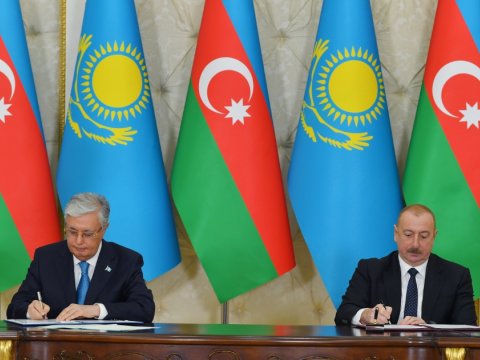 Azərbaycan-Qazaxıstan arasında sənədlər imzalandı - FOTOLAR