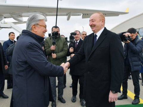 İlham Əliyev Füzulidə Tokayevi qarşıladı - FOTO